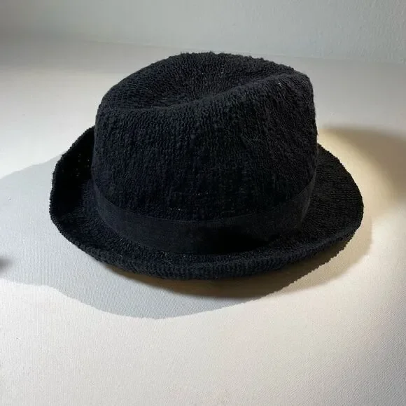 Navy woven fedora with grosgrain ribbon bow - Picture 5 of 8